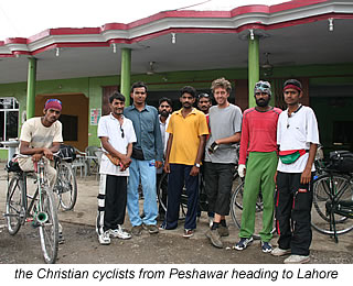 Christian cyclists from Peshawar heading to Lahore Pakistan